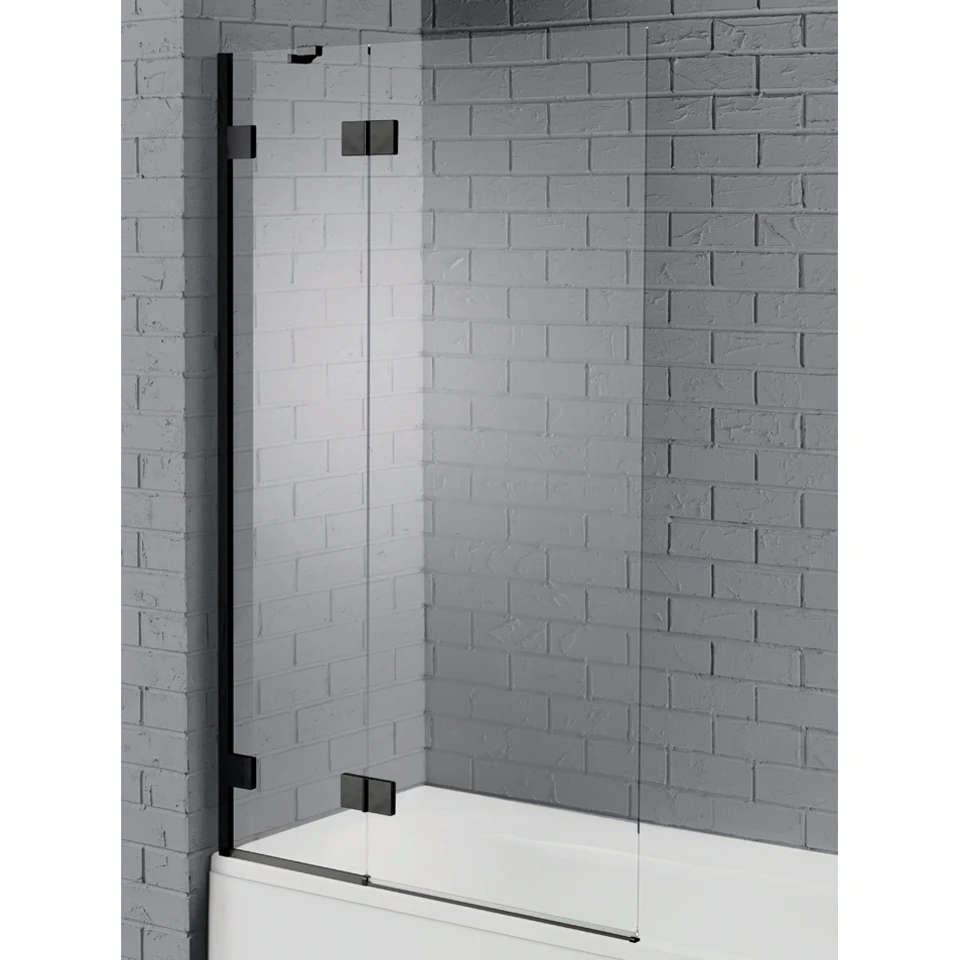 Aquadart Venturi 8 Hinged Bath Screen Black 1 Aquadart Venturi 8 Hinged Bath Screen Black