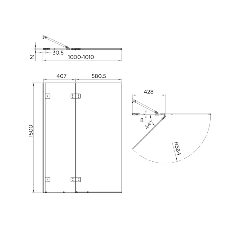Aquadart Venturi 8 Hinged Bath Screen Black 2 Aquadart Venturi 8 Hinged Bath Screen Black - Image 2
