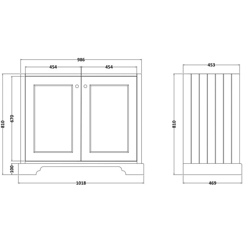 Bayswater 1000mm 2 Door Basin Cabinet Grey 2 Bayswater 1000mm 2 Door Basin Cabinet Grey - Image 2