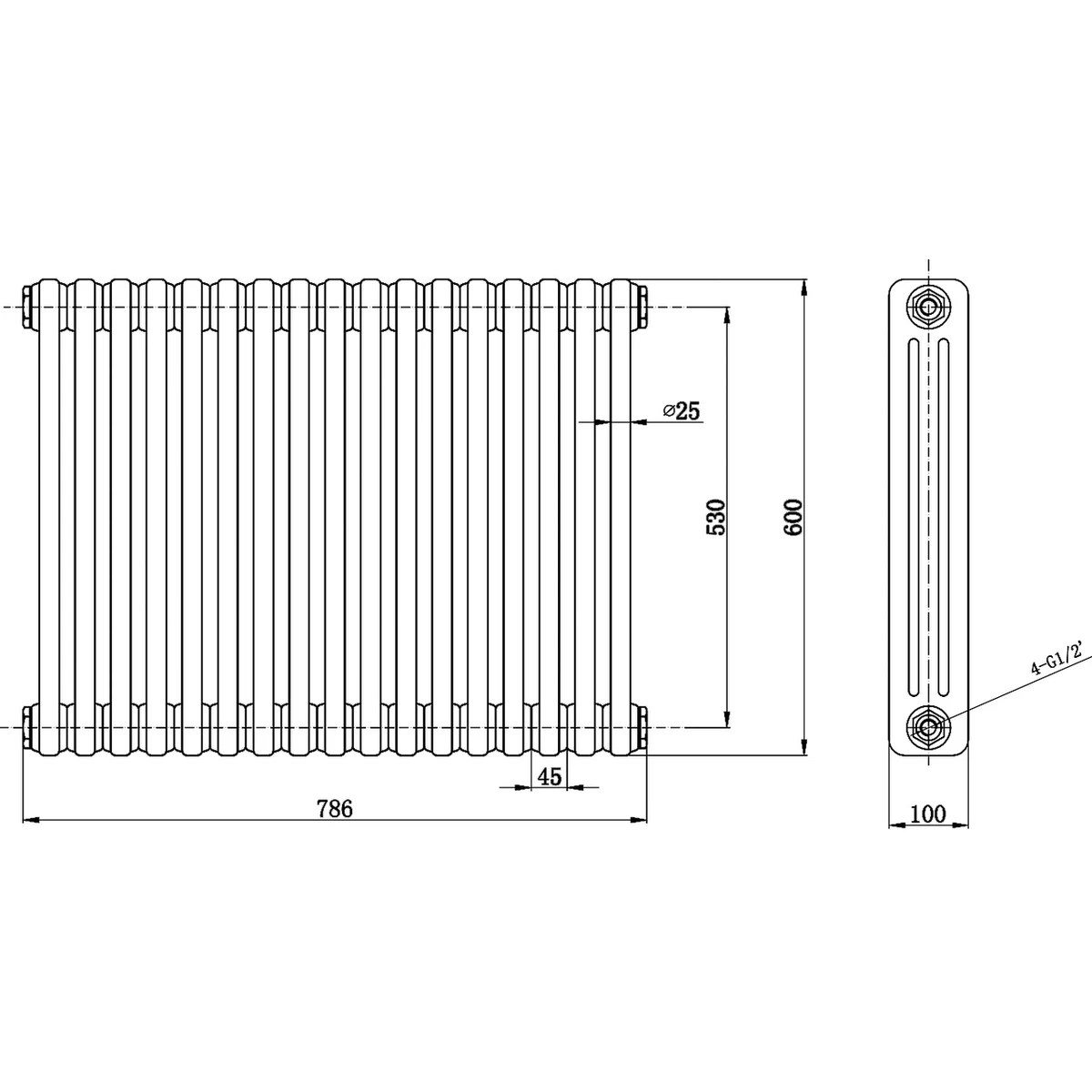 Bayswater Nelson Triple Radiator 600 X 786mm 2 Bayswater Nelson Triple Radiator 600 X 786mm - Image 2