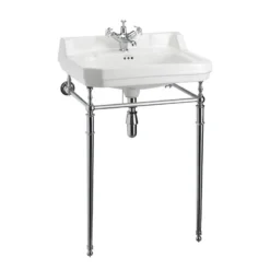 Burlington Edwardian 56cm 1 Hole Basin & Regal Chrome Basin Stand