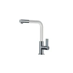 Clearwater Auriga Sink Mixer With Pull-Out Aerator Brushed/White