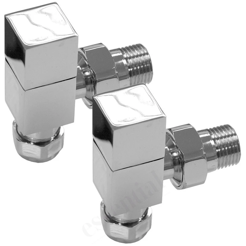 Essential Square Radiator Valves Angled 15mm Chrome 1 Essential Square Radiator Valves Angled 15mm Chrome