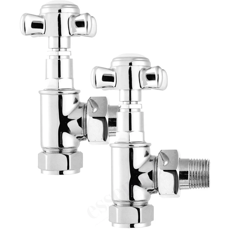 Essential Crosshead Radiator Valves Angled 15mm Chrome 1 Essential Crosshead Radiator Valves Angled 15mm Chrome