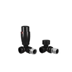 Essential Black Corner Thermostatic Radiator Valve Pack (Pair)