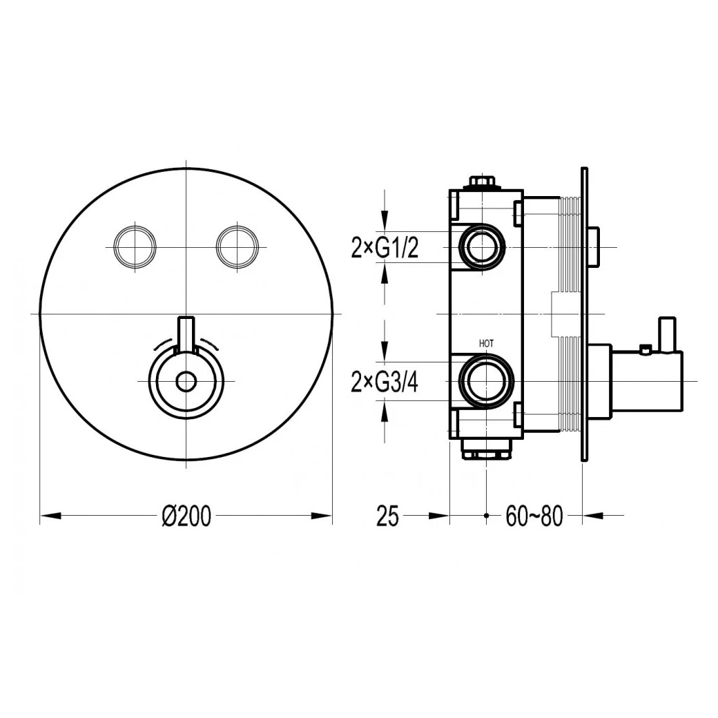 Flova Levo Concealed Thermostatic GoClick 2 Outlet Trim Round 2 Flova Levo Concealed Thermostatic GoClick 2 Outlet Trim Round - Image 2