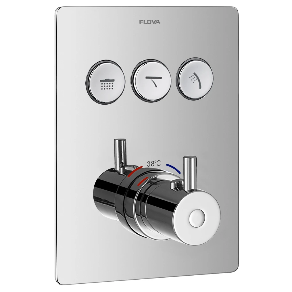 Flova Levo Concealed Thermostatic GoClick 3 Outlet Trim Square 1 Flova Levo Concealed Thermostatic GoClick 3 Outlet Trim Square