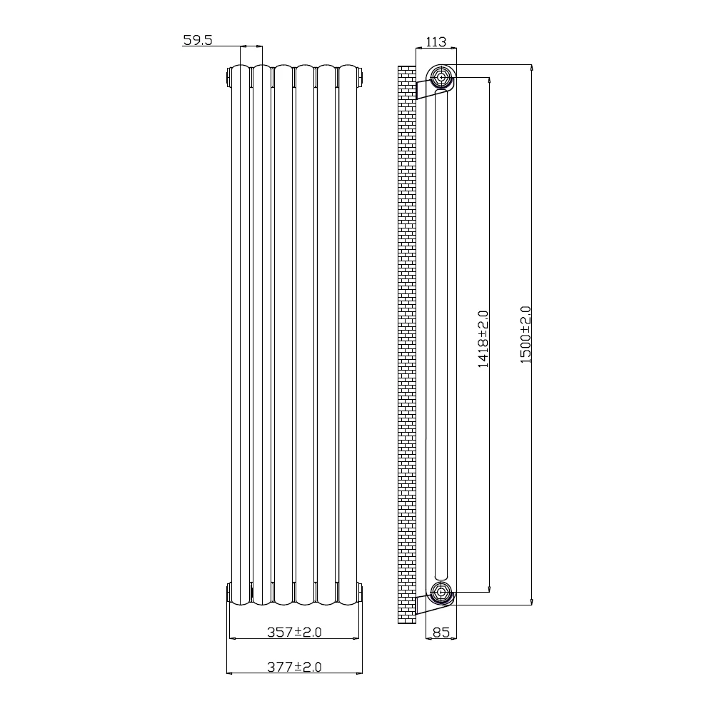 Frontline Adare Radiator 377x1500mm White 2 Frontline Adare Radiator 377x1500mm White - Image 2