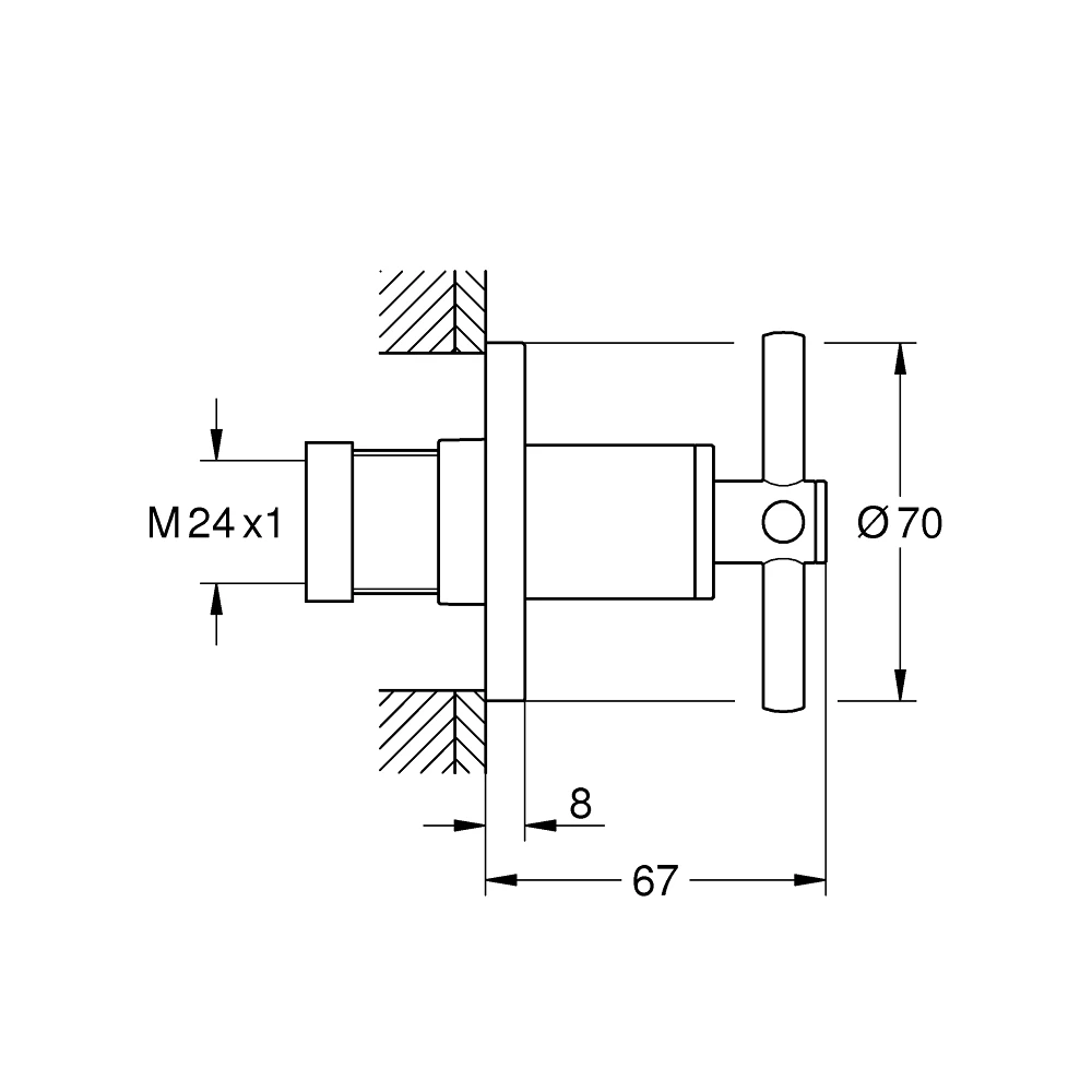 Grohe Atrio Cross Handle Stop Valve Trim 19069 Supersteel 2 Grohe Atrio Cross Handle Stop Valve Trim 19069 Supersteel - Image 2
