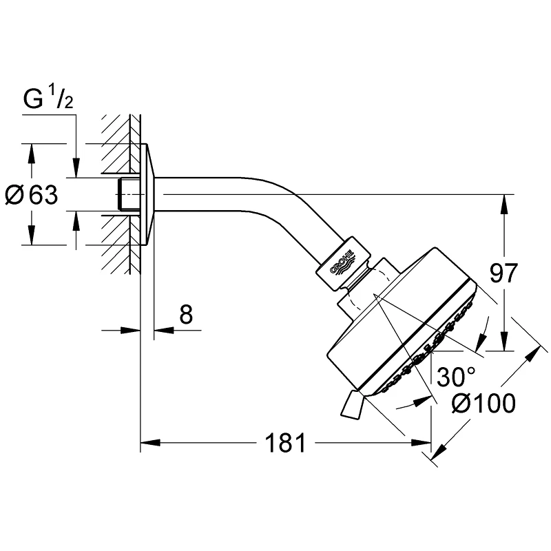 Grohe Tempesta Cosmopolitan 100 Head Shower 4 Sprays 27869 2 Grohe Tempesta Cosmopolitan 100 Head Shower 4 Sprays 27869 - Image 2