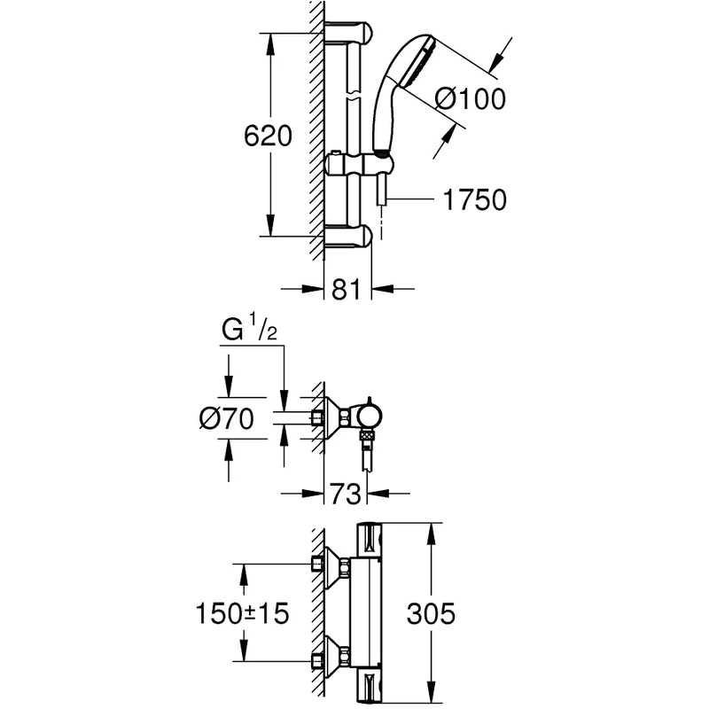 Grohe Grohtherm 800 Thermostatic Mixer & Shower Set 34565 2 Grohe Grohtherm 800 Thermostatic Mixer & Shower Set 34565 - Image 2