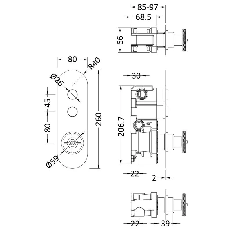 Hudson Reed Industrial Push Button Twin Outlet Shower Valve 3 Hudson Reed Industrial Push Button Twin Outlet Shower Valve - Image 3