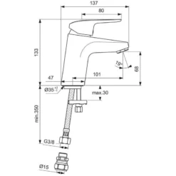 Ideal Standard Ceraflex Basin Mixer No Waste B1812 Chrome -Home Bathroom ideal standard b1812aa 3