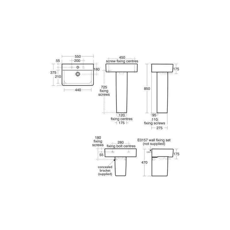 Ideal Standard Concept Cube 55cm Washbasin 1 Taphole E7992 2 Ideal Standard Concept Cube 55cm Washbasin 1 Taphole E7992 - Image 2