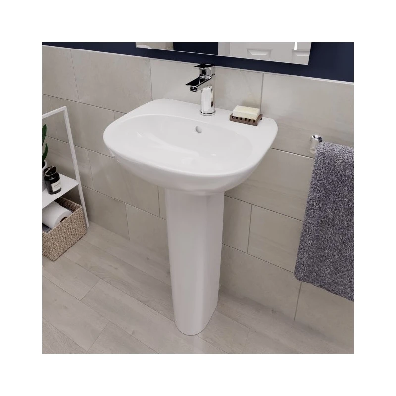 Ideal Standard Tesi 450mm 1 Taphole Cloakroom Basin & Full Pedestal 3 Ideal Standard Tesi 450mm 1 Taphole Cloakroom Basin & Full Pedestal - Image 3