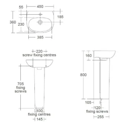 Ideal Standard Tesi 450mm 1 Taphole Cloakroom Basin & Full Pedestal 11 Ideal Standard Tesi 450mm 1 Taphole Cloakroom Basin & Full Pedestal -Home Bathroom ideal standard t031301 t352101 6