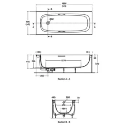 Ideal Standard I.Life Single Ended Water Saving Bath With Handgrips 1700x700mm -Home Bathroom ideal standard t478201 4