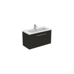 Ideal Standard I.life S 80cm Compact Wall Vanity Unit, 1 Drawer, Matt Carbon -Home Bathroom ideal standard t5294nv 3