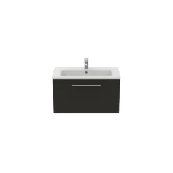Ideal Standard I.life S 80cm Compact Wall Vanity Unit, 1 Drawer, Matt Carbon -Home Bathroom ideal standard t5294nv 4