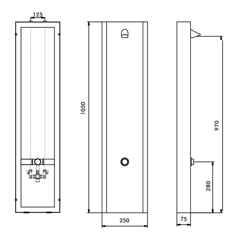 Inta Stainless Steel Shower Panel With Timed Flow Control & TMV3 Valve 2 Inta Stainless Steel Shower Panel With Timed Flow Control & TMV3 Valve - Image 2