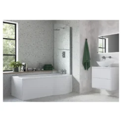 Iona P-Shape Supercast 1675mm 0TH Shower Bath RH -Home Bathroom iona dibsh016c 3