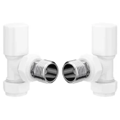 Iona Patterned White Radiator Valves Angled