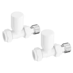 Iona Patterned White Radiator Valves Straight
