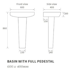 Iona Trafalgar 600mm Basin & Full Pedestal -Home Bathroom iona ftdi1809 3