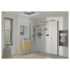 Refresh Wesley Black Profile Wetroom Side Panel 800mm