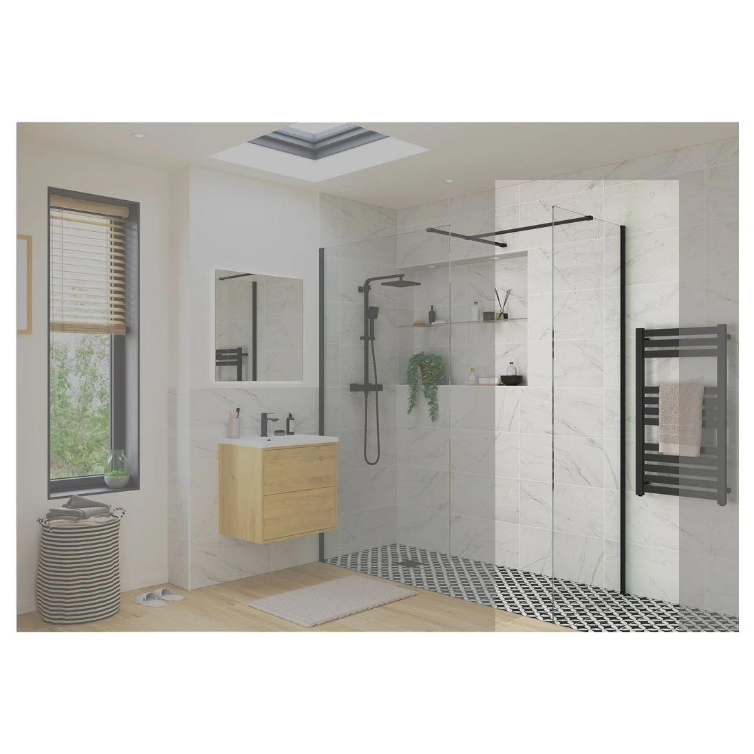 Refresh Wesley Black Profile Wetroom Side Panel 800mm 1 Refresh Wesley Black Profile Wetroom Side Panel 800mm