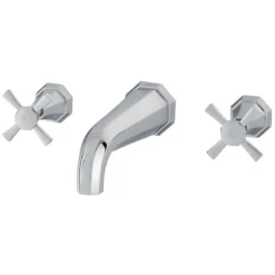 Perrin & Rowe Deco Crosstop 3 Hole Wall Basin Mixer Pewter