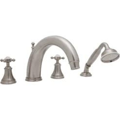 Perrin & Rowe Georgian Crosstop 4 Hole Bath Set 255mm Spout Nickel