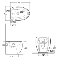 RAK Cloud Back To Wall Bidet Matt White -Home Bathroom rak clobd2015500a 4