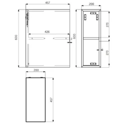 RAK Joy Wall Hung Open Storage Unit 200mm Grey -Home Bathroom rak joyos020mgy 3
