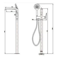 RAK Petit Round Freestanding Bath Shower Mixer Matt Black -Home Bathroom rak rakper3014b 3