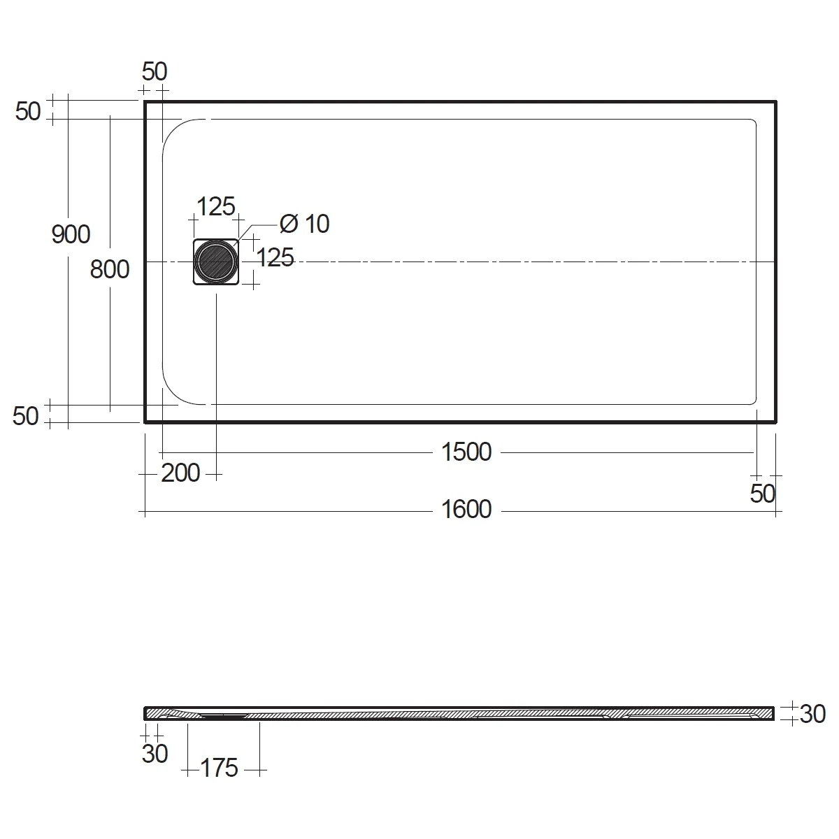 RAK Feeling 1600x900mm Shower Tray Cappuccino 2 RAK Feeling 1600x900mm Shower Tray Cappuccino - Image 2