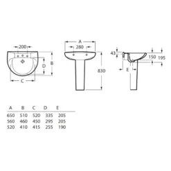 Roca Laura 520mm 1 Hole Basin & Full Pedestal -Home Bathroom roca 325394000 331300004 3