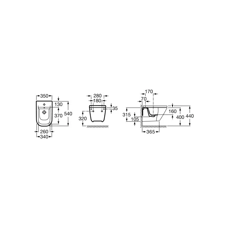 Roca The Gap Wall-Hung Bidet 1 Taphole 2 Roca The Gap Wall-Hung Bidet 1 Taphole - Image 2