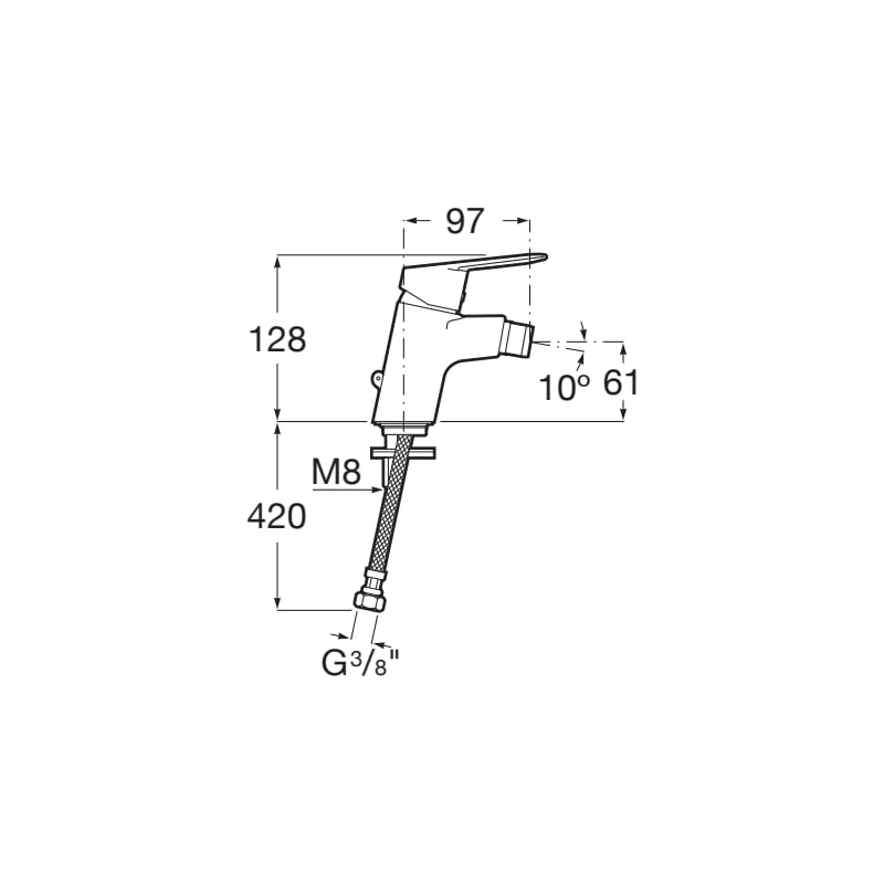 Roca Alfa Bidet Mixer With Chain Connector Chrome 2 Roca Alfa Bidet Mixer With Chain Connector Chrome - Image 2