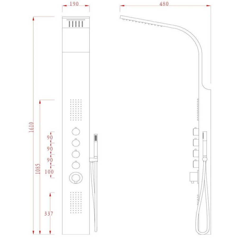 Synergy Stream Shower Panel With Waterfall 2 Synergy Stream Shower Panel With Waterfall - Image 2